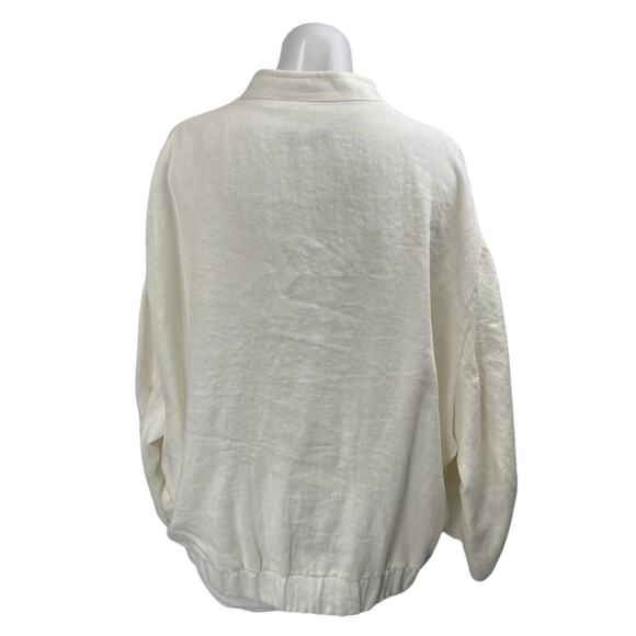 Zara Women's White Snap Button Down Long Sleeve Pockets Oversized Coat Jacket M - Picture 2 of 4